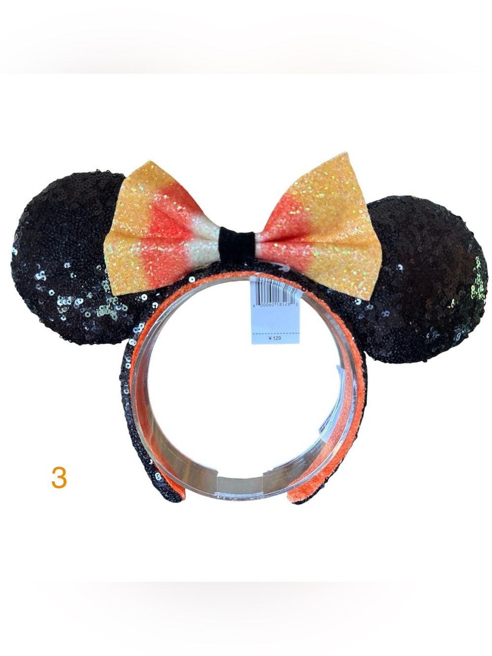 Disney Candy Corn Halloween Fall Sequined Minnie Mouse Ears Headband NEW! 3